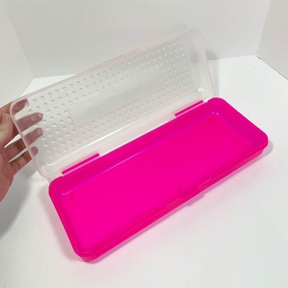Spacemaker VTG Frosted Hot Pink Pencil Box 13x5 - Picture 3 of 8